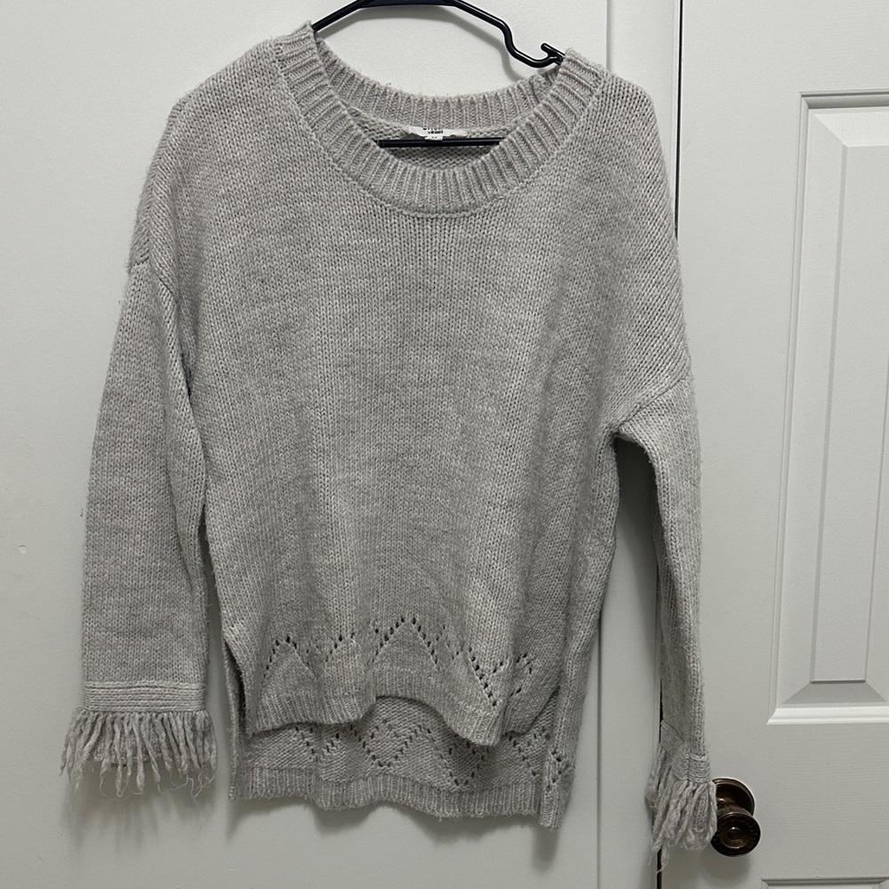 Jack by BB Dakota Gray Fringe Sweater